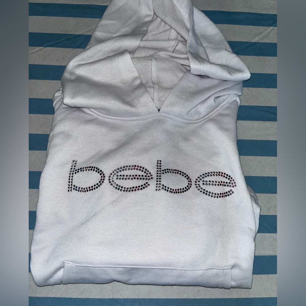 NWT white Bebe crop hoodie